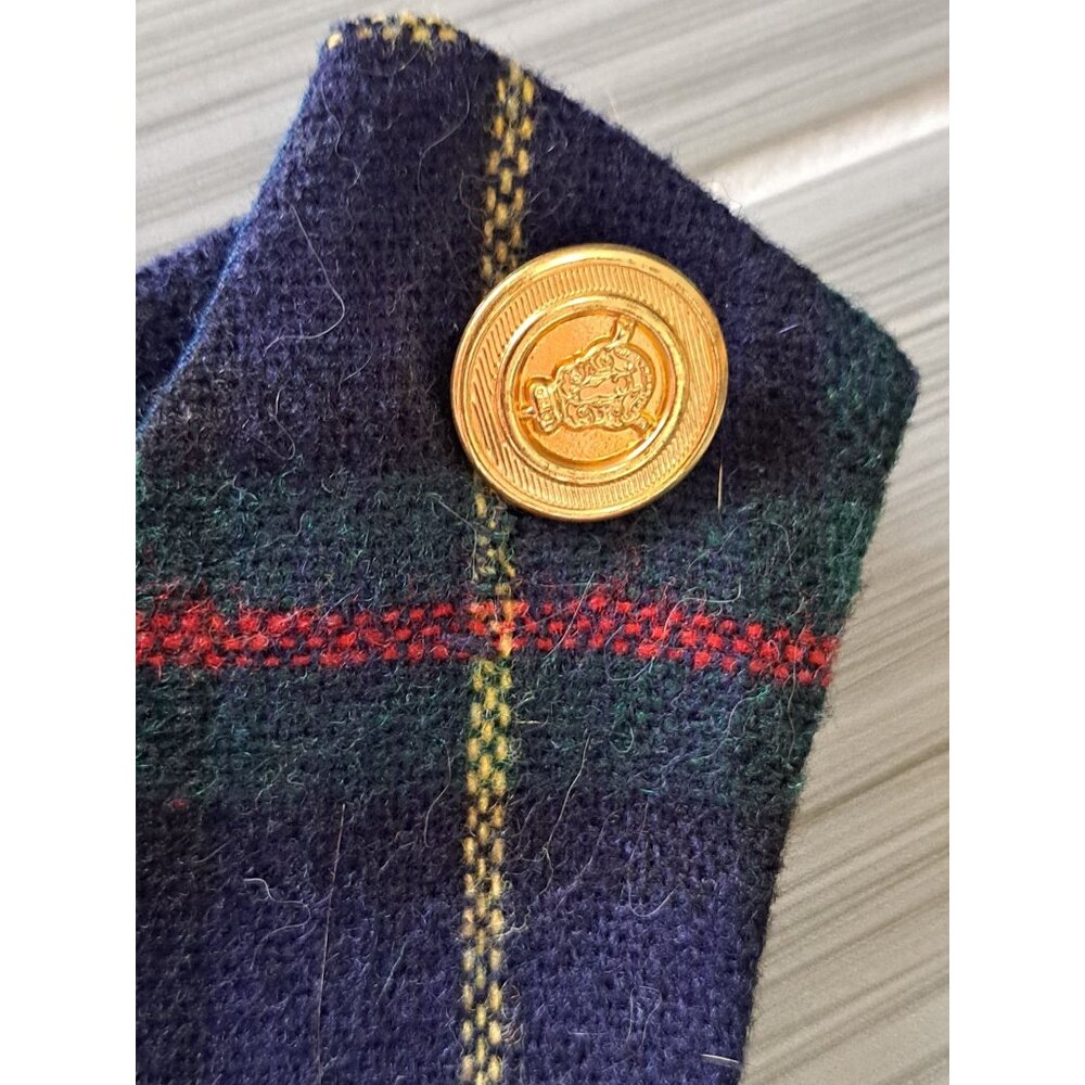 Vintage Good Lad 4T White Shirt Unisex Plaid Wool Blend Shortalls Gold Buttons - Picture 4 of 9